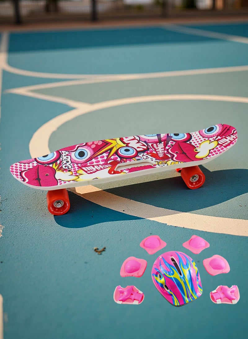 إيزي فيتشور لوح تزلج إيزي فيوتشر للأطفال، لوح بيني كروزر للأولاد والبنات من عمر 6 إلى 12 عامًا، لوح تزلج صغير كامل للشباب والمراهقين والمبتدئين، يتضمن معدات حماية كاملة. - Image 5